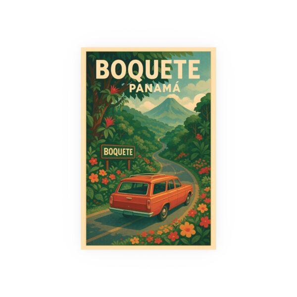 Vintage Boquete Panamá Travel Poster – Retro Scenic Wall Art, Volcán Barú & Road Trip Landscape Print
