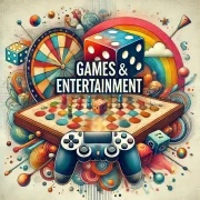 DALL·E 2024-12-20 09.26.24 - An artistic and playful illustration representing the 'Games & Entertainment' category. The design features elements like a beautifully designed board